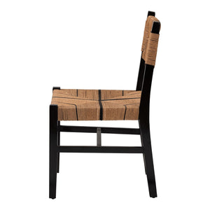 Baxton Studio bali Prita Bohemian Dining Chair - Handcrafted Paper Loom Seat with Mahogany Frame for Modern Spaces Black DCC-01-Wood/Black-DC