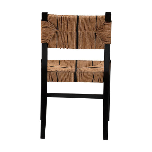 Baxton Studio bali Prita Bohemian Dining Chair - Handcrafted Paper Loom Seat with Mahogany Frame for Modern Spaces Black DCC-01-Wood/Black-DC