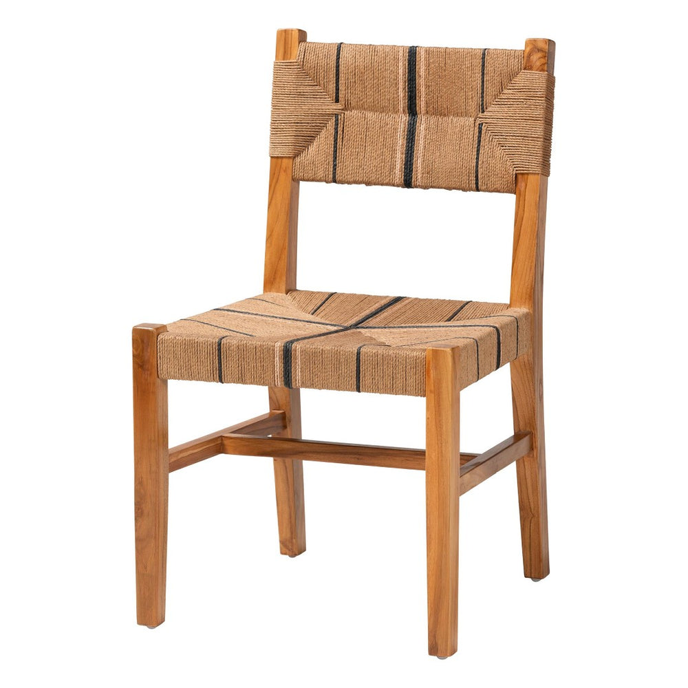 Baxton Studio bali Prita Bohemian Dining Chair - Handcrafted Paper Loom Seat with Mahogany Frame for Modern Spaces Natural DCC-02-Wood/Brown-DC