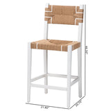 bali & pari Talli Bohemian Paper Loom and White Mahogany Wood Bar Stool