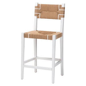 bali & pari Talli Bohemian Paper Loom and White Mahogany Wood Bar Stool