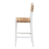 bali & pari Talli Bohemian Paper Loom and White Mahogany Wood Bar Stool