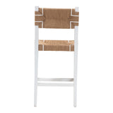 bali & pari Talli Bohemian Paper Loom and White Mahogany Wood Bar Stool