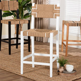 bali & pari Talli Bohemian Paper Loom and White Mahogany Wood Bar Stool