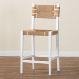 bali & pari Talli Bohemian Paper Loom and White Mahogany Wood Bar Stool