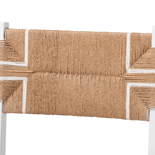 Baxton Studio bali Talli Bohemian 2-Piece Bar Stool Set – Handcrafted White Mahogany & Paper Loom for Chic Comfort BCP-01-Wood/White-BS