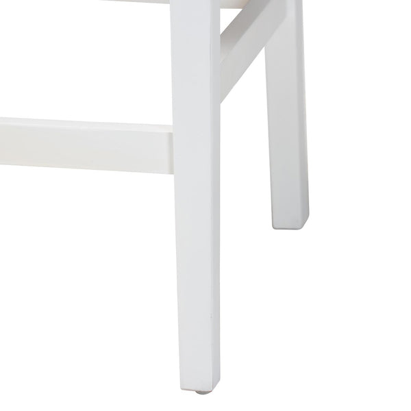 Baxton Studio bali Talli Bohemian 2-Piece Bar Stool Set – Handcrafted White Mahogany & Paper Loom for Chic Comfort BCP-01-Wood/White-BS