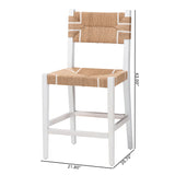 bali & pari Talli Bohemian Paper Loom and White Mahogany Wood Counter Stool