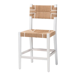 bali & pari Talli Bohemian Paper Loom and White Mahogany Wood Counter Stool