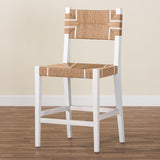 bali & pari Talli Bohemian Paper Loom and White Mahogany Wood Counter Stool