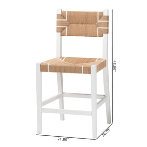 Baxton Studio bali Talli Bohemian Counter Stool Set - Artisan-Made Mahogany & Woven Paper Loom for Stylish Dining CCP-02-Wood/White-CS