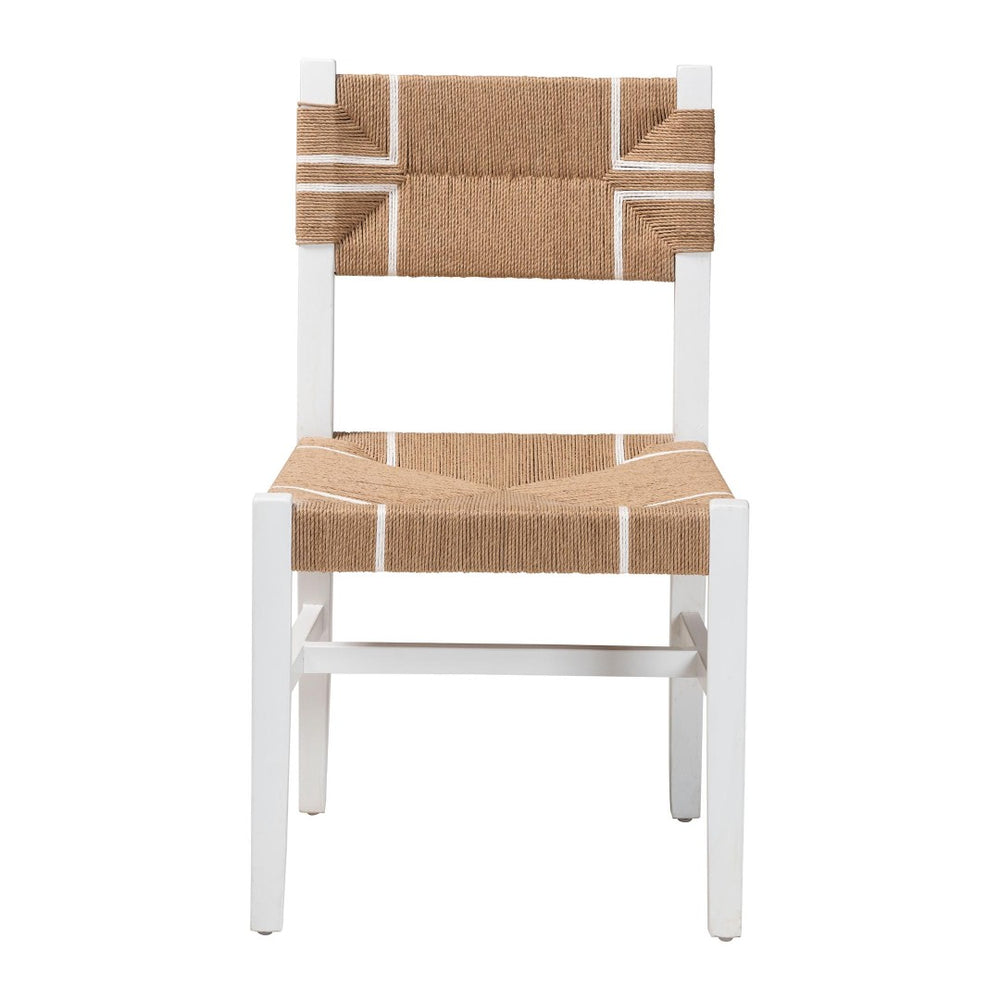 Baxton Studio bali Talli Handcrafted Bohemian Dining Chair - White Mahogany Frame with Modern Loom Weave Design BCP-03-Wood/White-DC
