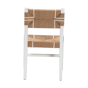 Baxton Studio bali Talli Handcrafted Bohemian Dining Chair - White Mahogany Frame with Modern Loom Weave Design BCP-03-Wood/White-DC