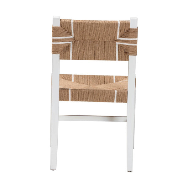 Baxton Studio bali Talli Handcrafted Bohemian Dining Chair - White Mahogany Frame with Modern Loom Weave Design BCP-03-Wood/White-DC