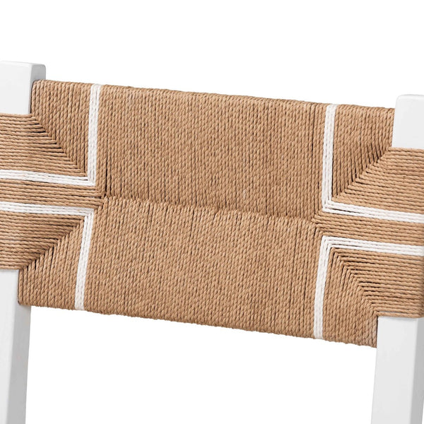 Baxton Studio bali Talli Handcrafted Bohemian Dining Chair - White Mahogany Frame with Modern Loom Weave Design BCP-03-Wood/White-DC