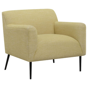English Elm Darlene Lemon Upholstered Accent Chair with Curved Track Arms, Lemon Fabric, Sleek Metal Legs, Cozy Elegance B062P344991