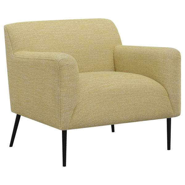 English Elm Darlene Lemon Upholstered Accent Chair with Curved Track Arms, Lemon Fabric, Sleek Metal Legs, Cozy Elegance B062P344991