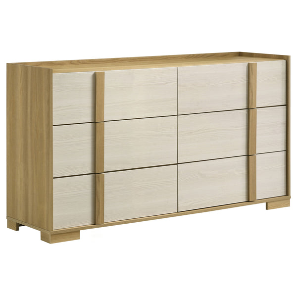 English Elm Lincoln 6-Drawer Dresser - Modern Two-Tone Design With Natural Wood Trim For Stylish Bedroom Storage B062P378411