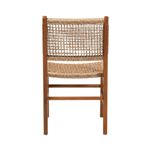 Baxton Studio bali Ariba Dining Chair - Handcrafted Mahogany Frame & Viro Fiber Weaving, Rustic Boho Accent Chair DC-05-Arimbi-Brown Wood/Rattan-DC