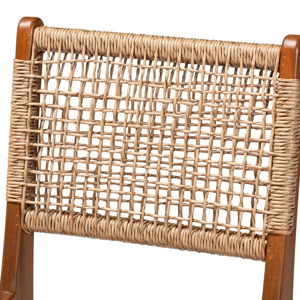 Baxton Studio bali Ariba Dining Chair - Handcrafted Mahogany Frame & Viro Fiber Weaving, Rustic Boho Accent Chair DC-05-Arimbi-Brown Wood/Rattan-DC