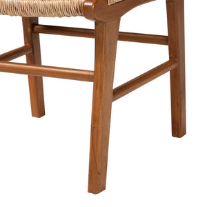 Baxton Studio bali Ariba Dining Chair - Handcrafted Mahogany Frame & Viro Fiber Weaving, Rustic Boho Accent Chair DC-05-Arimbi-Brown Wood/Rattan-DC