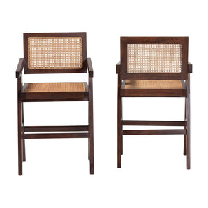 Baxton Studio bali Kresna Rattan Counter Stool Set of 2 – Handcrafted Mahogany Frame, Ergonomic Design & Style BC-01-Kresna-Brown Wood/Rattan-CS