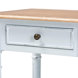 Baxton Studio Baxton Legrand French-Inspired 1-Drawer End Table with Rattan Shelf - Classic Two-Tone Design JY23B395-Wooden White/Light Brown-ET