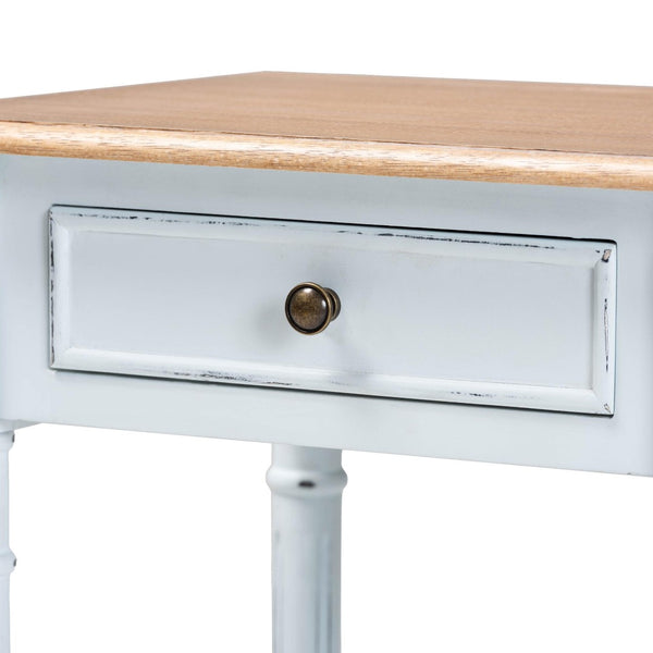 Baxton Studio Baxton Legrand French-Inspired 1-Drawer End Table with Rattan Shelf - Classic Two-Tone Design JY23B395-Wooden White/Light Brown-ET