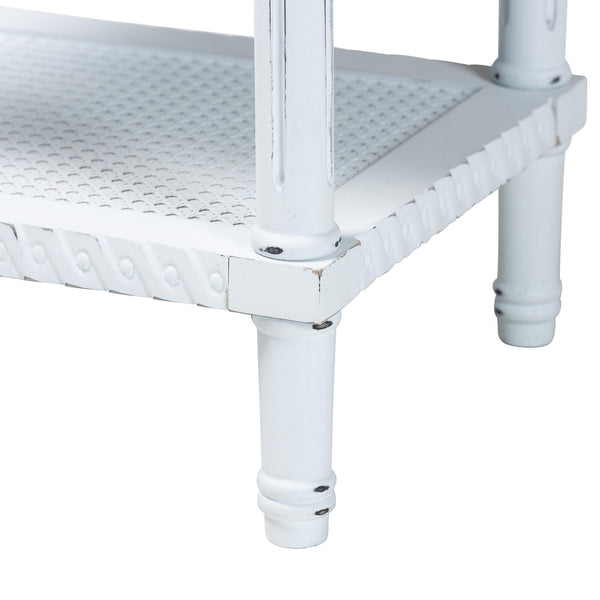 Baxton Studio Baxton Legrand French-Inspired 1-Drawer End Table with Rattan Shelf - Classic Two-Tone Design JY23B395-Wooden White/Light Brown-ET