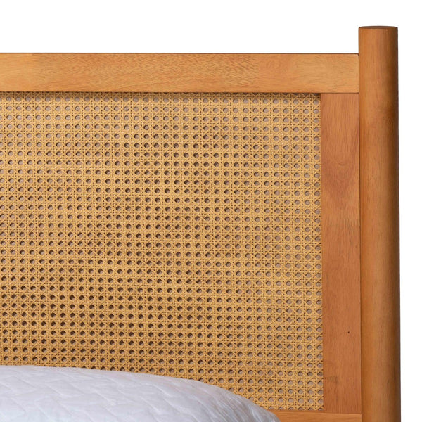 Baxton Studio Baxton Studio Jenn Golden Brown Wood Japandi Queen Size Bedroom Set with Rattan Accents & Style 4-Piece Jenn-Distressed/NT Oak-Queen 4PC Bedroom Set