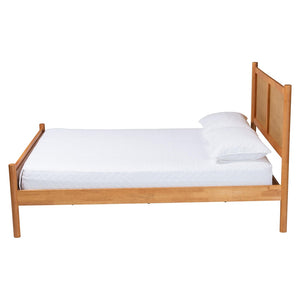 Baxton Studio Baxton Studio Jenn Queen Platform Bed - Japandi Design with Distressed Rattan & Warm Wood Elegance MG0224-1-5703R Rattan/NTOak1203-Queen