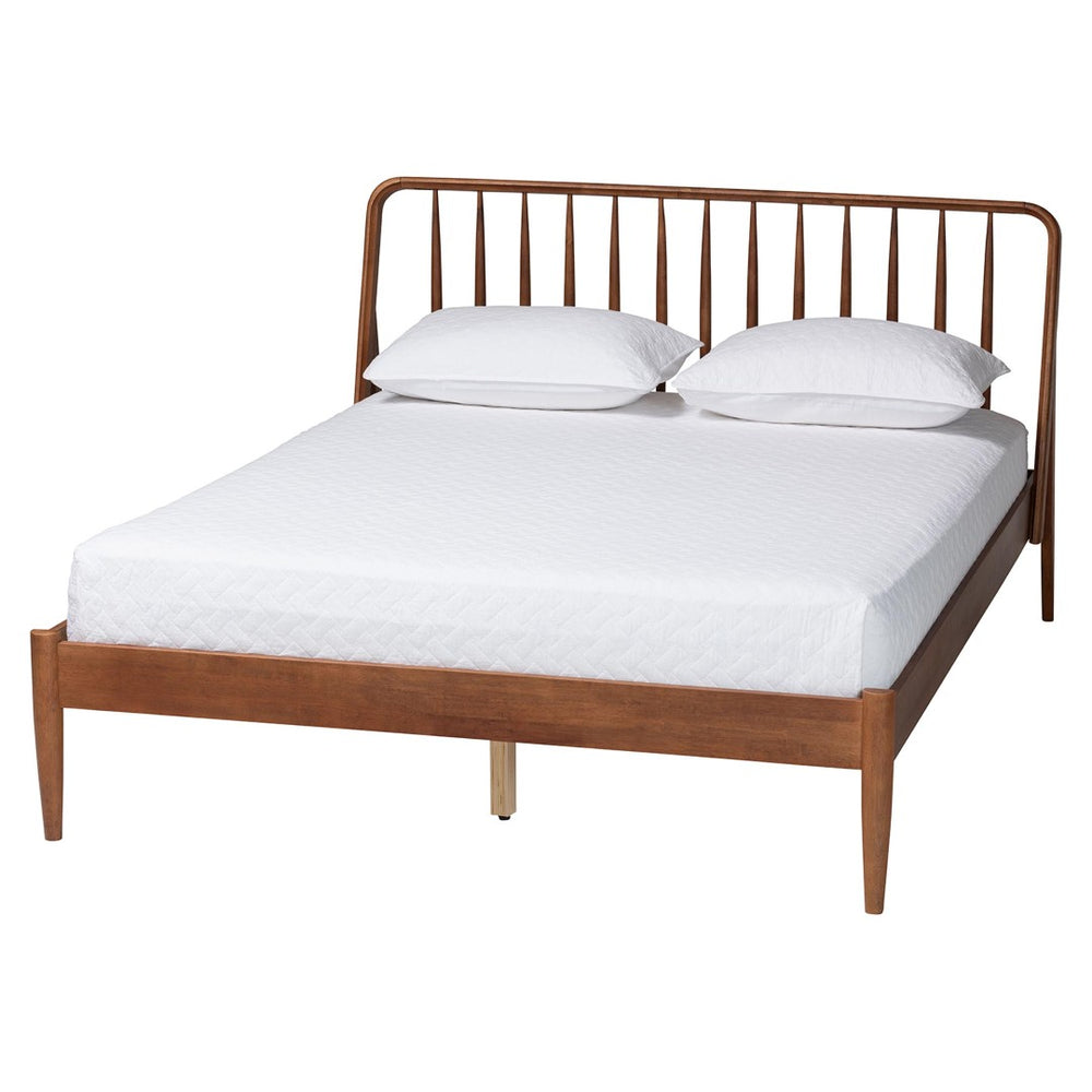 Baxton Studio Baxton Studio Maeron Walnut Brown Queen Platform Bed with Stylish Spindle Headboard & Tapered Legs MG0235-1-Walnut-Queen