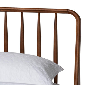 Baxton Studio Baxton Studio Maeron Walnut Brown Queen Platform Bed with Stylish Spindle Headboard & Tapered Legs MG0235-1-Walnut-Queen