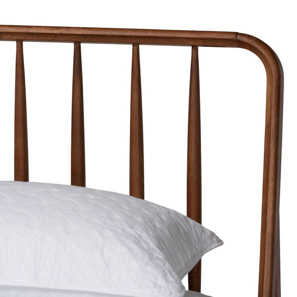 Baxton Studio Baxton Studio Maeron Walnut Brown Queen Platform Bed with Stylish Spindle Headboard & Tapered Legs MG0235-1-Walnut-Queen