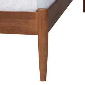 Baxton Studio Baxton Studio Maeron Walnut Brown Queen Platform Bed with Stylish Spindle Headboard & Tapered Legs MG0235-1-Walnut-Queen