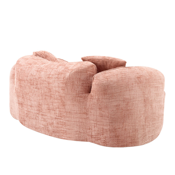 English Elm Pink Curved Two-Person Chenille Sofa with Armrests & 2 Pillows — Compact, Spring-Foam Support W3612P350755