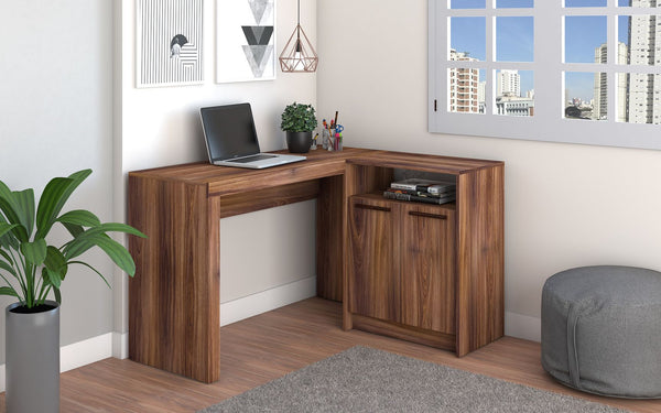 Manhattan Comfort Kalmar Mid-Century Modern Office Desk Dark Brown 138AMC164