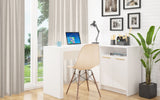 Manhattan Comfort Kalmar Mid-Century Modern Office Desk White 138AMC6