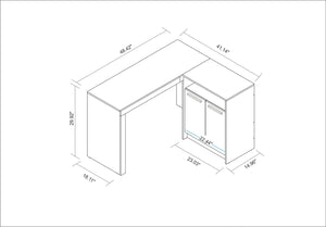 Manhattan Comfort Kalmar Mid-Century Modern Office Desk White 138AMC6