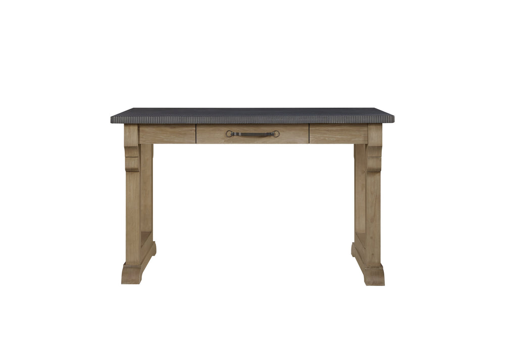 English Elm Cement Cashew Kitchen Island with Durable Cement Top, Hickory Veneer Finish, Drawer & Carved Base B2699P383328