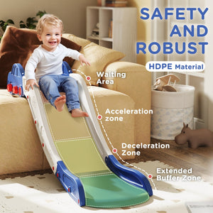 English Elm Qaba 63 Inch Hdpe Indoor Toddler Slide Attaches to Sofa or Bed Safe Fun Blue W2225P249781