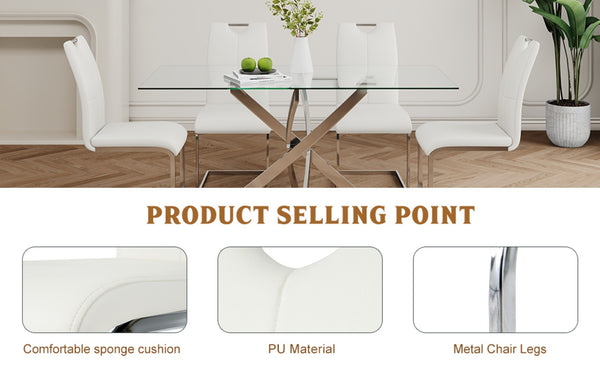 English Elm Modern Faux Leather Dining Side Chairs with Chrome Legs Ergonomic Set of 2 W210127287