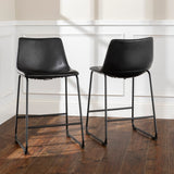 English Elm Walker Edison - Industrial Faux Leather Counter Stools, Set Of 2 - Black