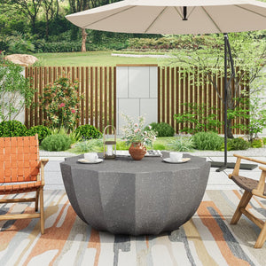 English Elm 35.43" Modern Waterproof Cement Coffee Table – Durable MgO Design, 220lb Capacity, Indoor & Outdoor Stylish Centerpiece Grey W757P246396