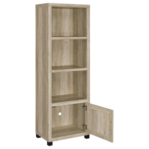 English Elm Vivek Distressed Pine Media Tower with 3 Open Shelves & Lower Cabinet, Rustic Engineered Wood Storage B062P375529