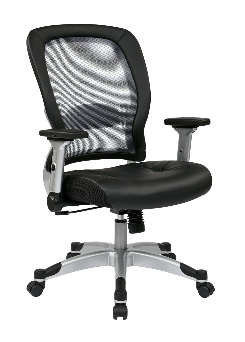 OSP Home Furnishings Professional Ergonomic Office Chair with Mesh Back Bonded Leather Seat and Lumbar Support 327-E36C61F6