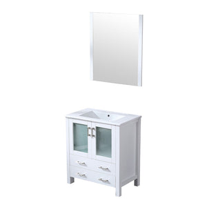 English Elm White Bath Vanity Set With Ceramic Top, Soft-Close Drawers & Matching Mirror For Small Spaces B2731S00722-GIGA