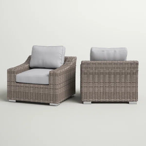 English Elm Fully Assembled Wicker Patio Chair Set With Plush Cushions For Effortless Outdoor Comfort & Style B120S00004