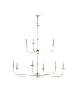 Currey & Company Nottaway Two-tier Champagne Chandelier - Elegant Silver Finish, Adjustable Height, Perfect For High Ceilings Silver Wrought Iron 9000-1313-currey-company