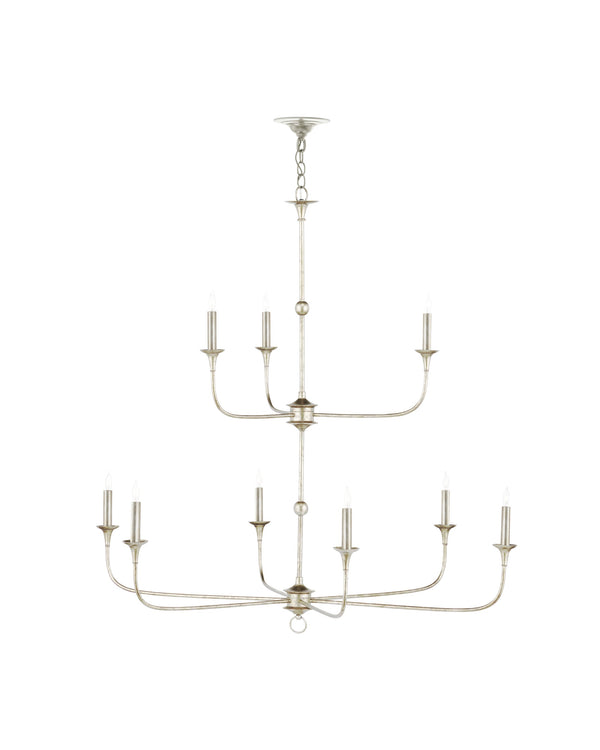 Currey & Company Nottaway Two-tier Champagne Chandelier - Elegant Silver Finish, Adjustable Height, Perfect For High Ceilings Silver Wrought Iron 9000-1313-currey-company